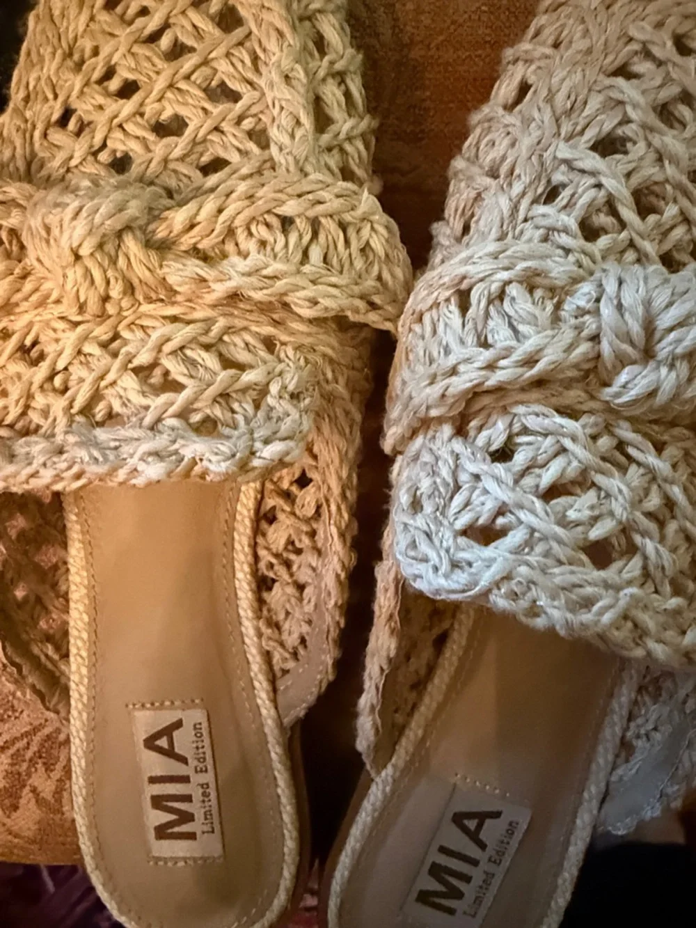 MIA Cream Crochet Slip-On Mules with Knot Detail - Picture 3 of 9